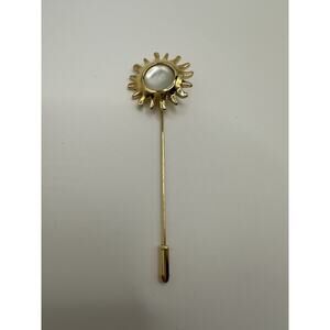 1996 Avon Smithsonian Institution Sunburst Stick Pin Gold Tone Moon Stone